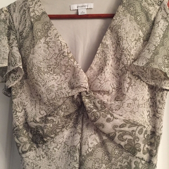 Dressbarn Green Paisley Floral Print Dress Size 6 - Picture 3 of 5